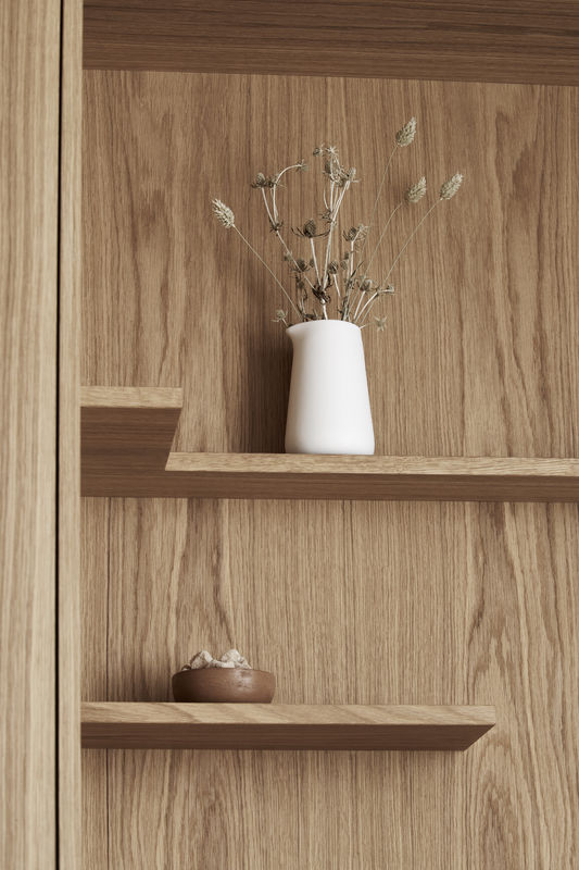 Indbygget hylder i egetræ fra hanstholm køkken